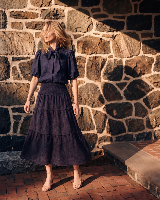 Kylie Midi Skirt-Midnight Blue