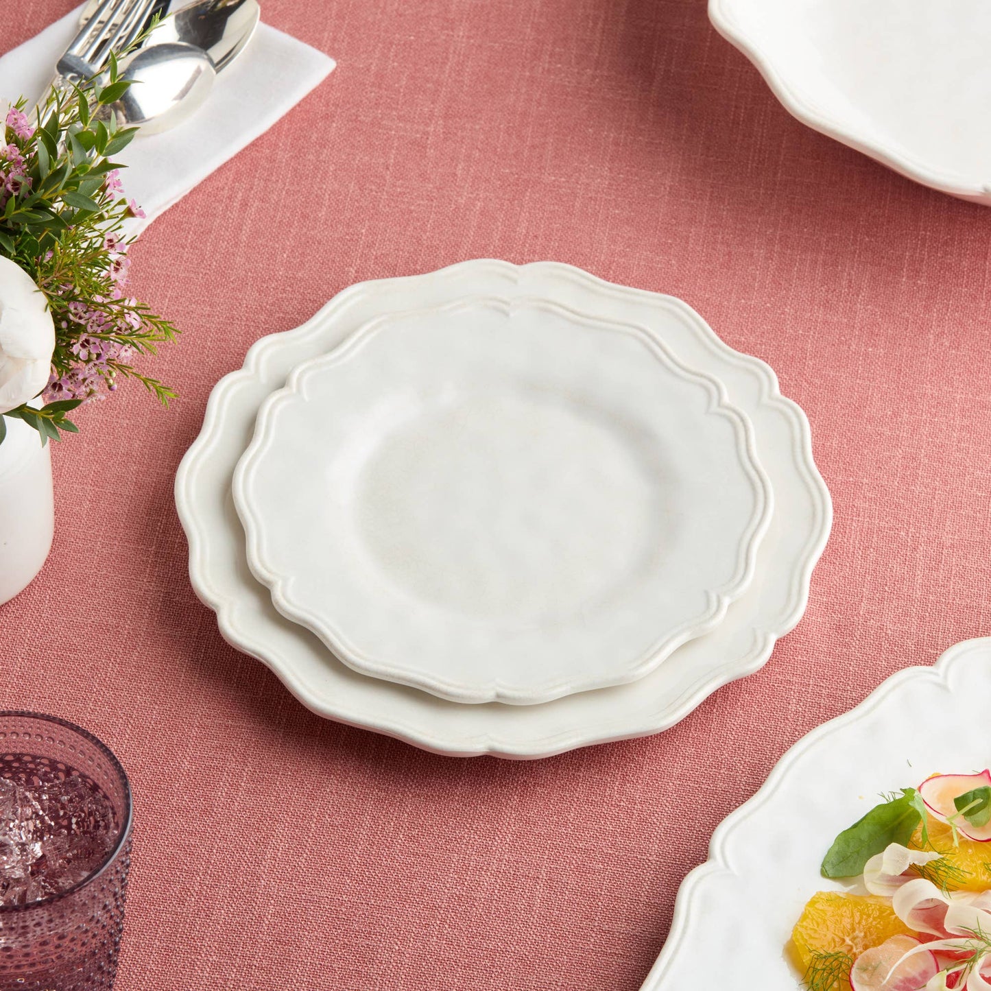 Isabella Cream Melamine Salad Plate - Set of 4