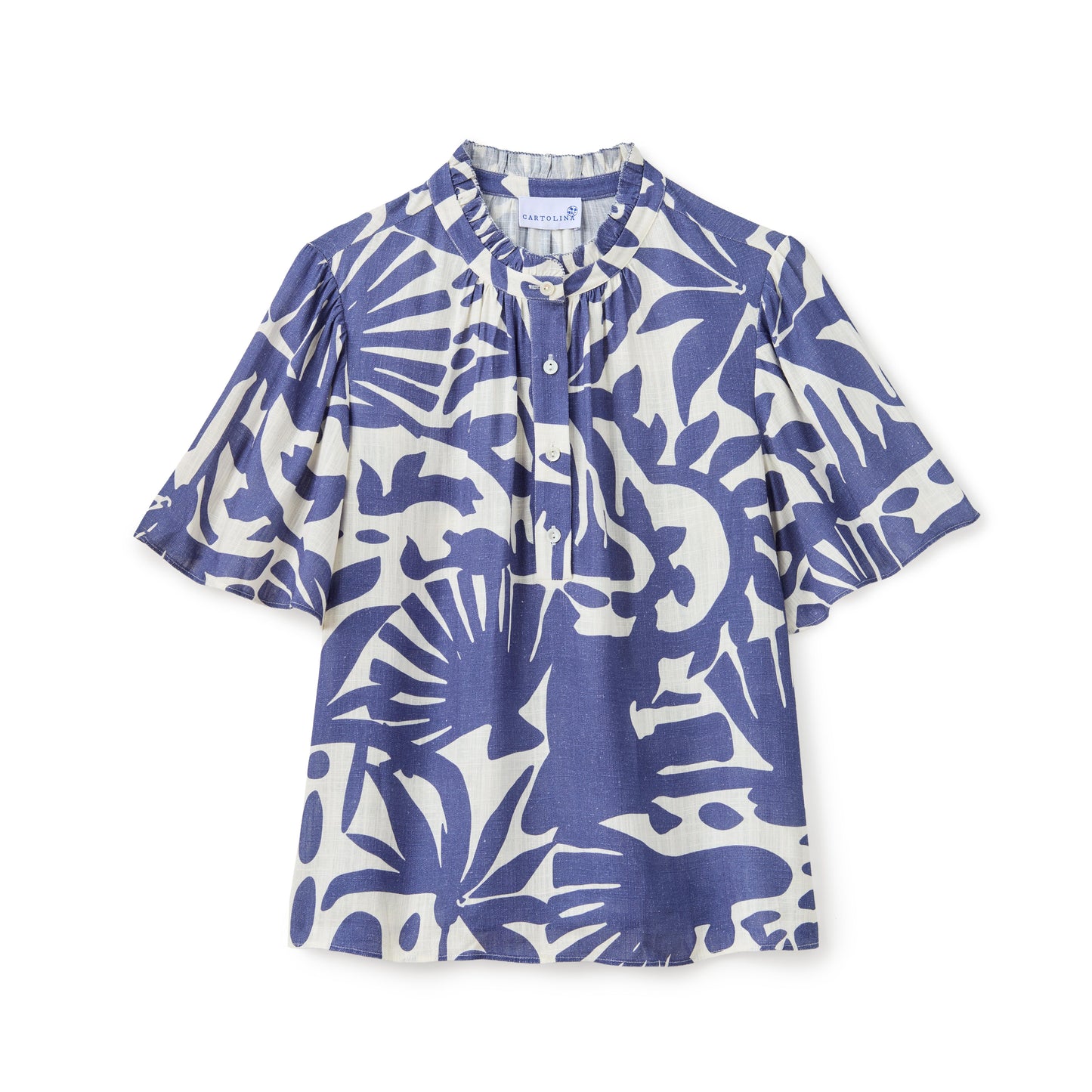 Emery Top-Parrish Geo Print-Coastal Indigo