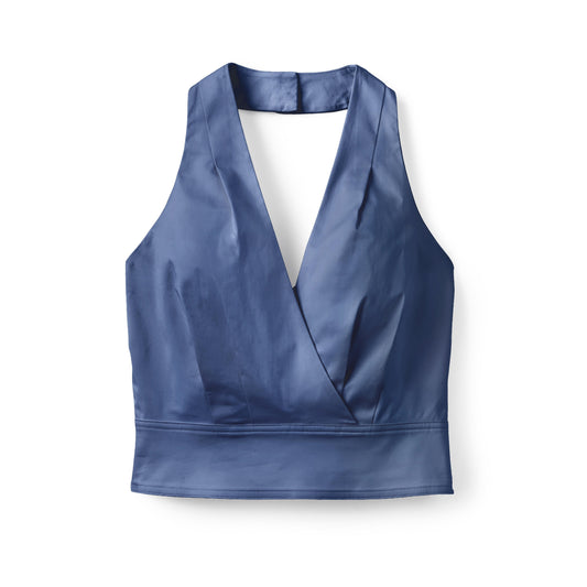Olive Halter Top-Coastal Indigo