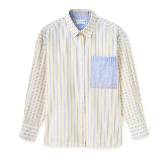 Penelope Button Front Shirt-Banana Stripe