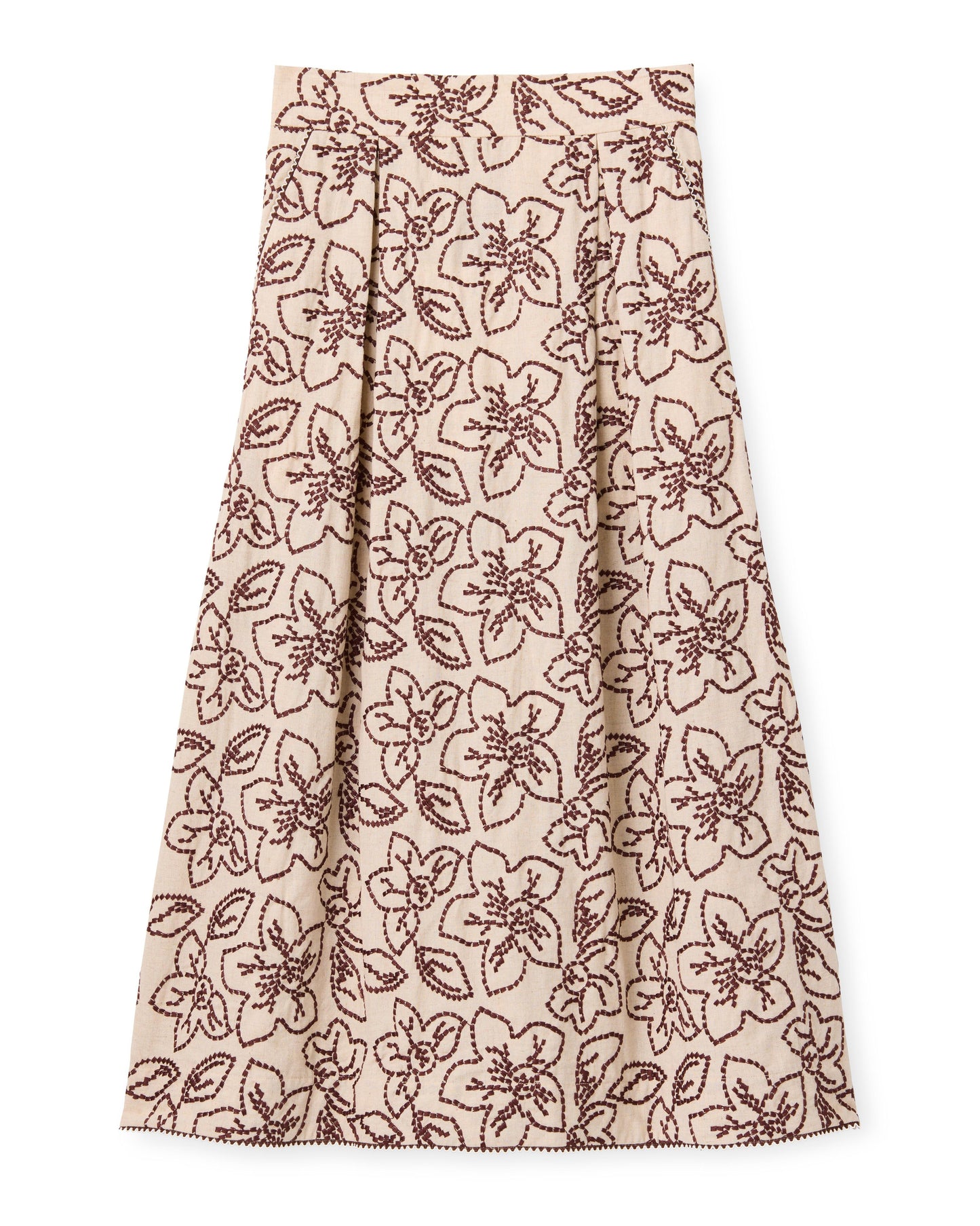 Bea Midi Skirt-Field Floral Embroidery