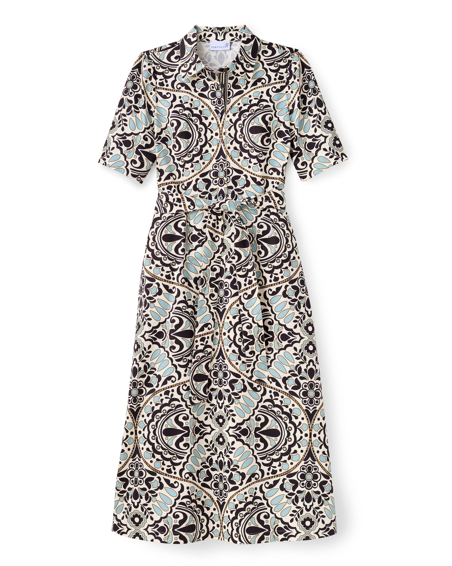 Cara Shirtdress-Flor Medallion Tidal Pool