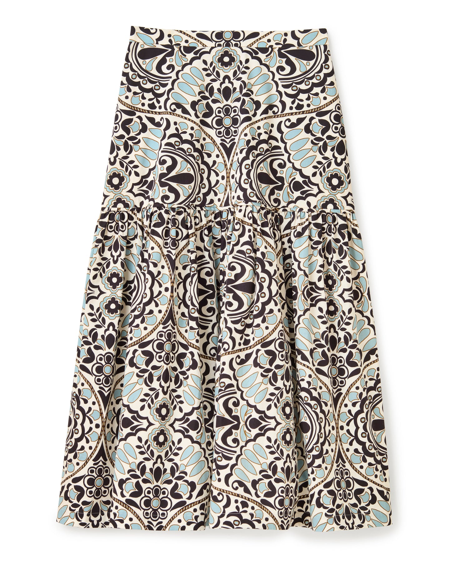 Emma Midi Skirt-Flor Medallion Tidal Pool