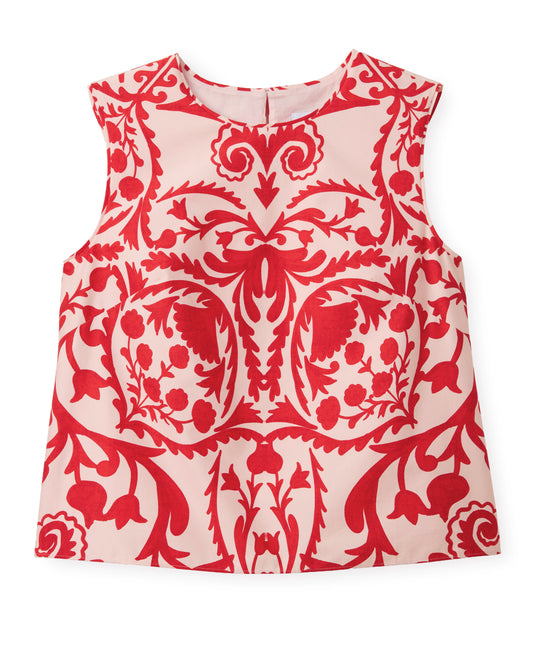Linda Shell Top-Faraway Print-Poppy