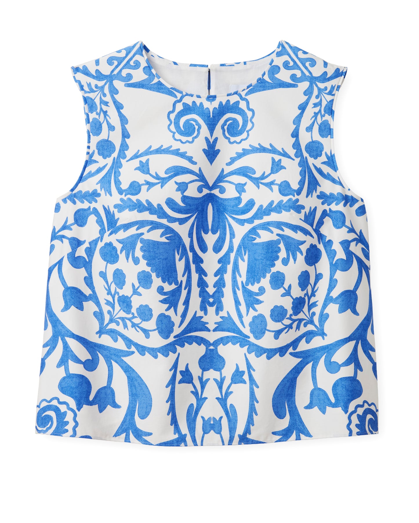 Linda Shell Top-Faraway Print-Provence Blue