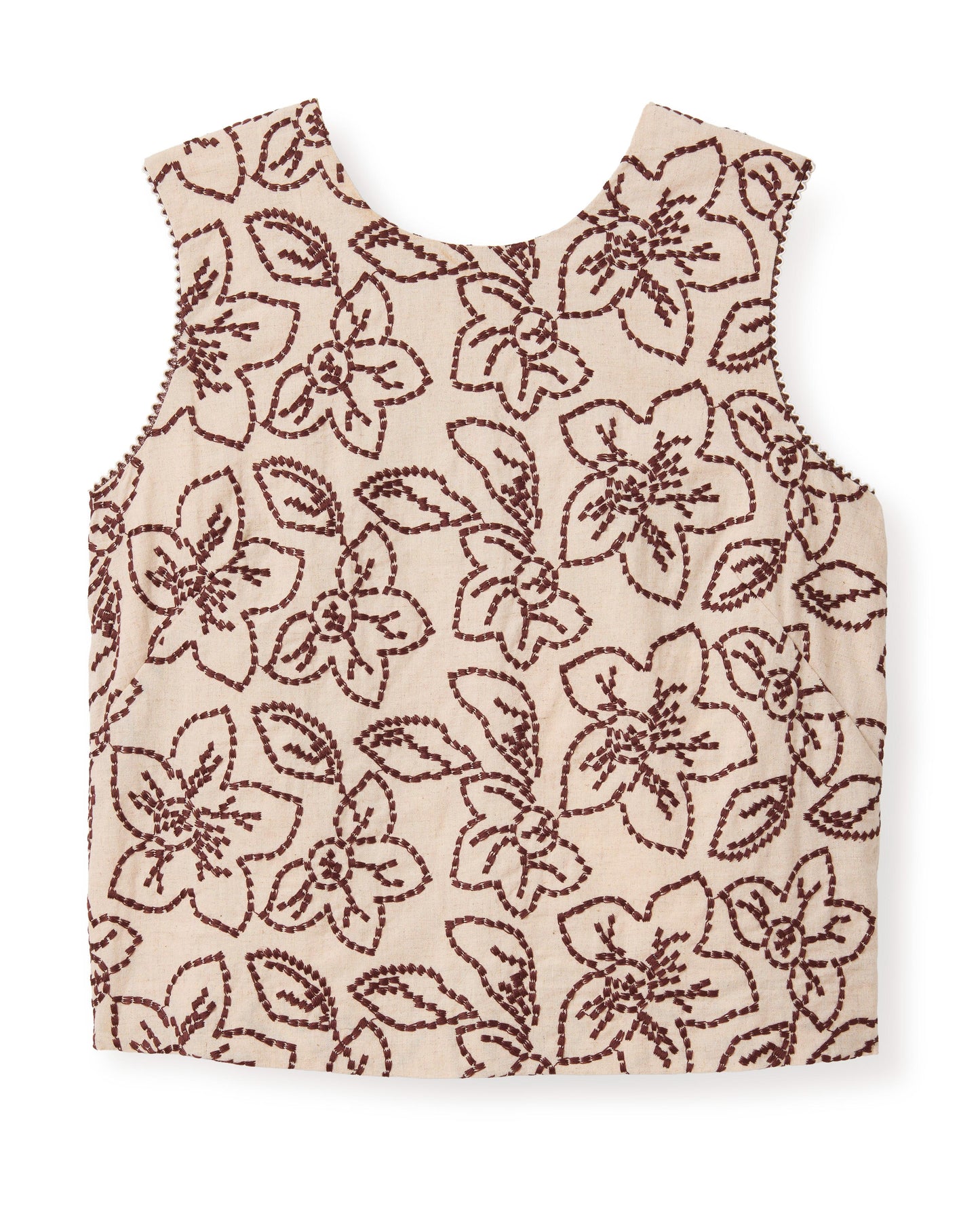Linda Shell Top-Field Floral Embroidery