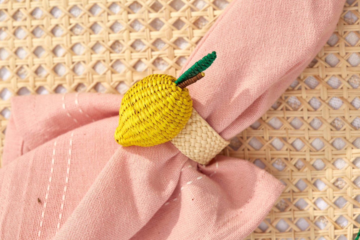 Lemon Fruit Iraca Napkin Ring  - Straw Raffia Tableware