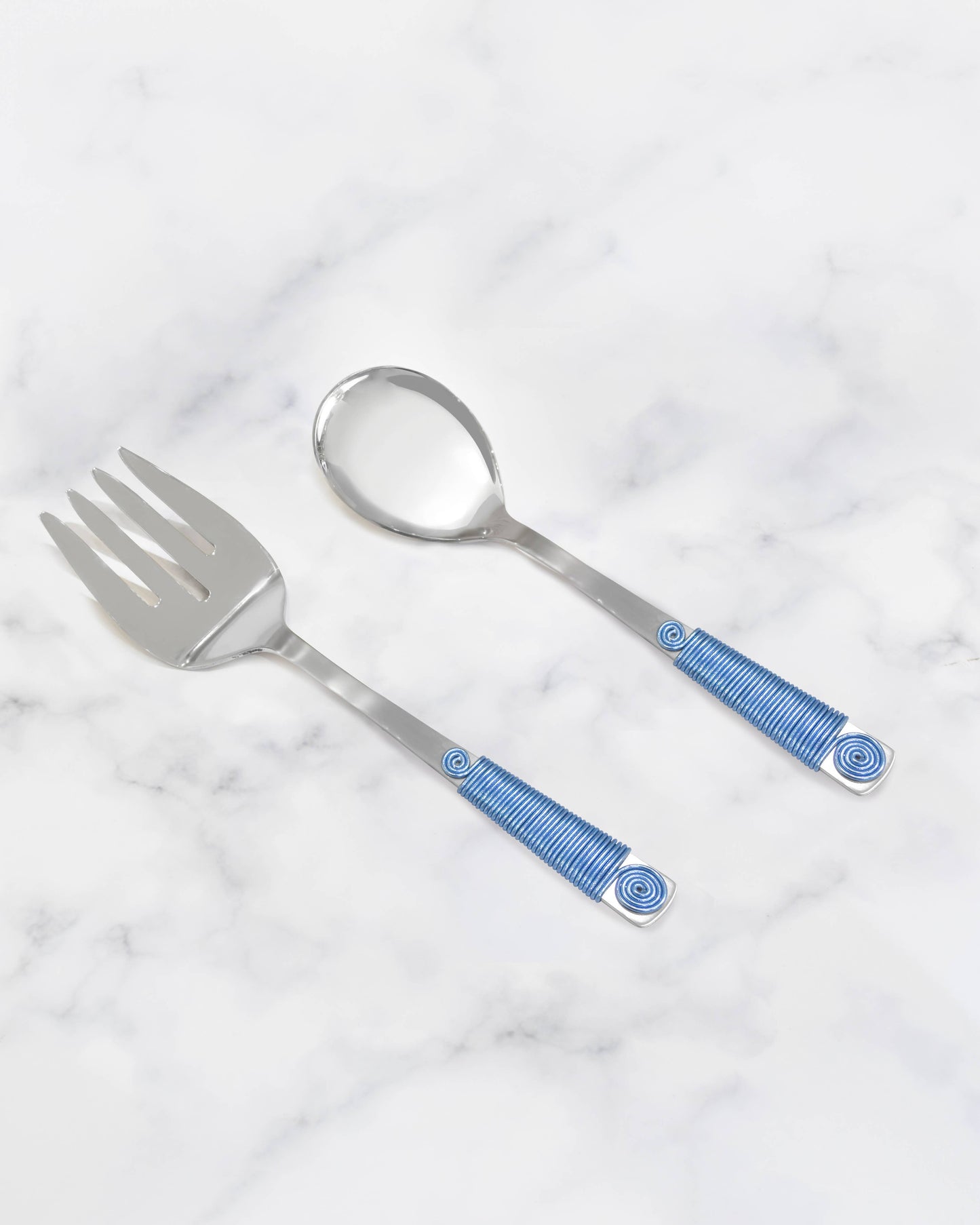 Sapphire Blue Wrapped Salad Server Set