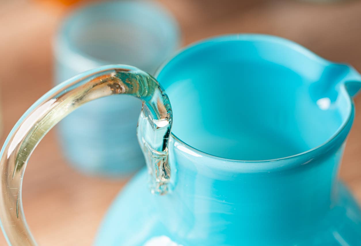 Handblown Glass Pitcher-Aqua