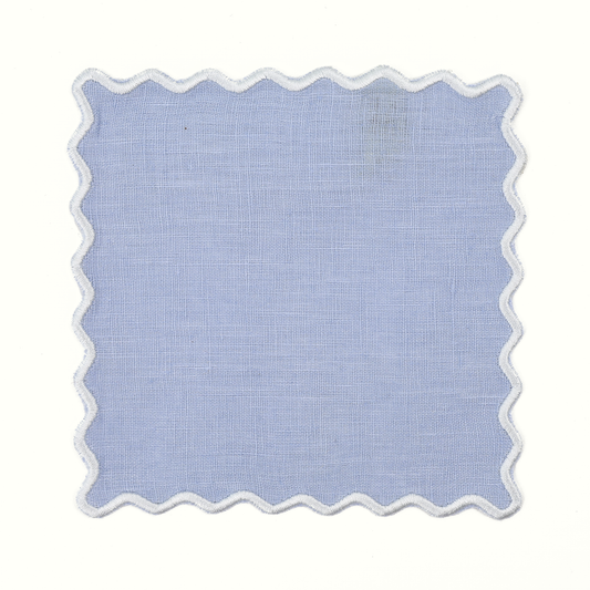 Powder Blue Linen Square Cocktail Napkins - Set of 4