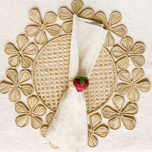 Strawberry Iraca Napkin Ring  - Straw Raffia Tableware