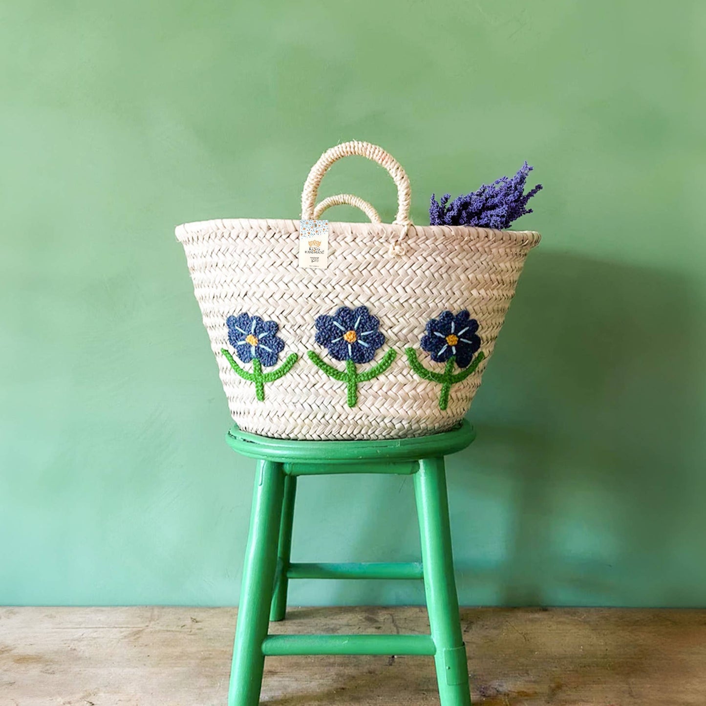 Handwoven Daisy Flower Basket - Stylish Summer bag: Medium