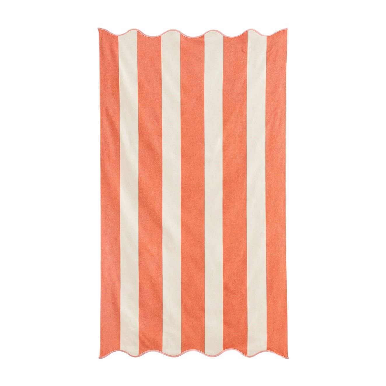 Large Scalloped Striped Beach Towel 90 x 170cm - 100% Cotton: Ice Blue