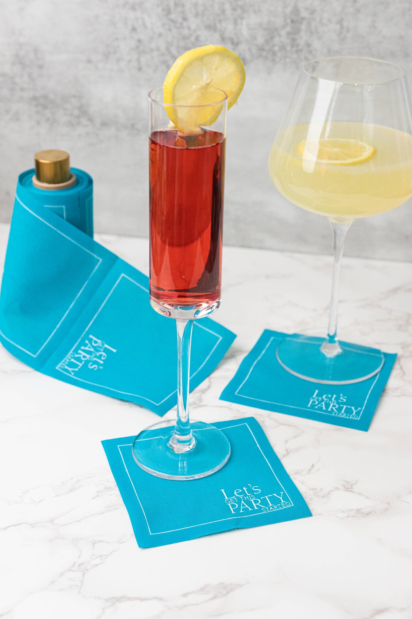 Real Teal Luxury Roll of Disposable Cotton Cocktail Napkins