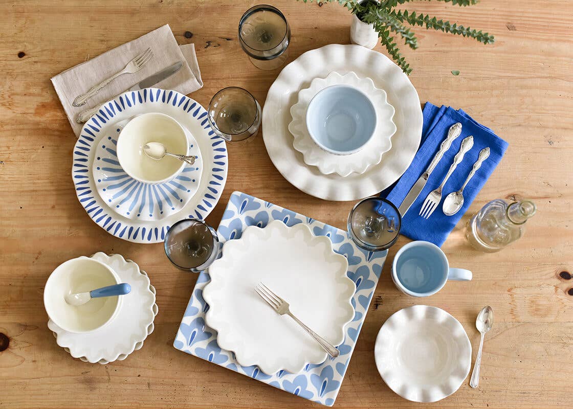 Iris Blue Burst Ruffle Salad/Dessert Plate