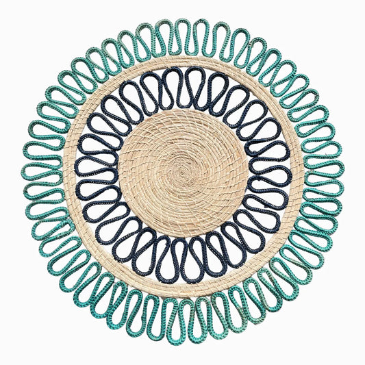 Magnolia Dos Placemat in Navy & Aquamarine (Set of 4)