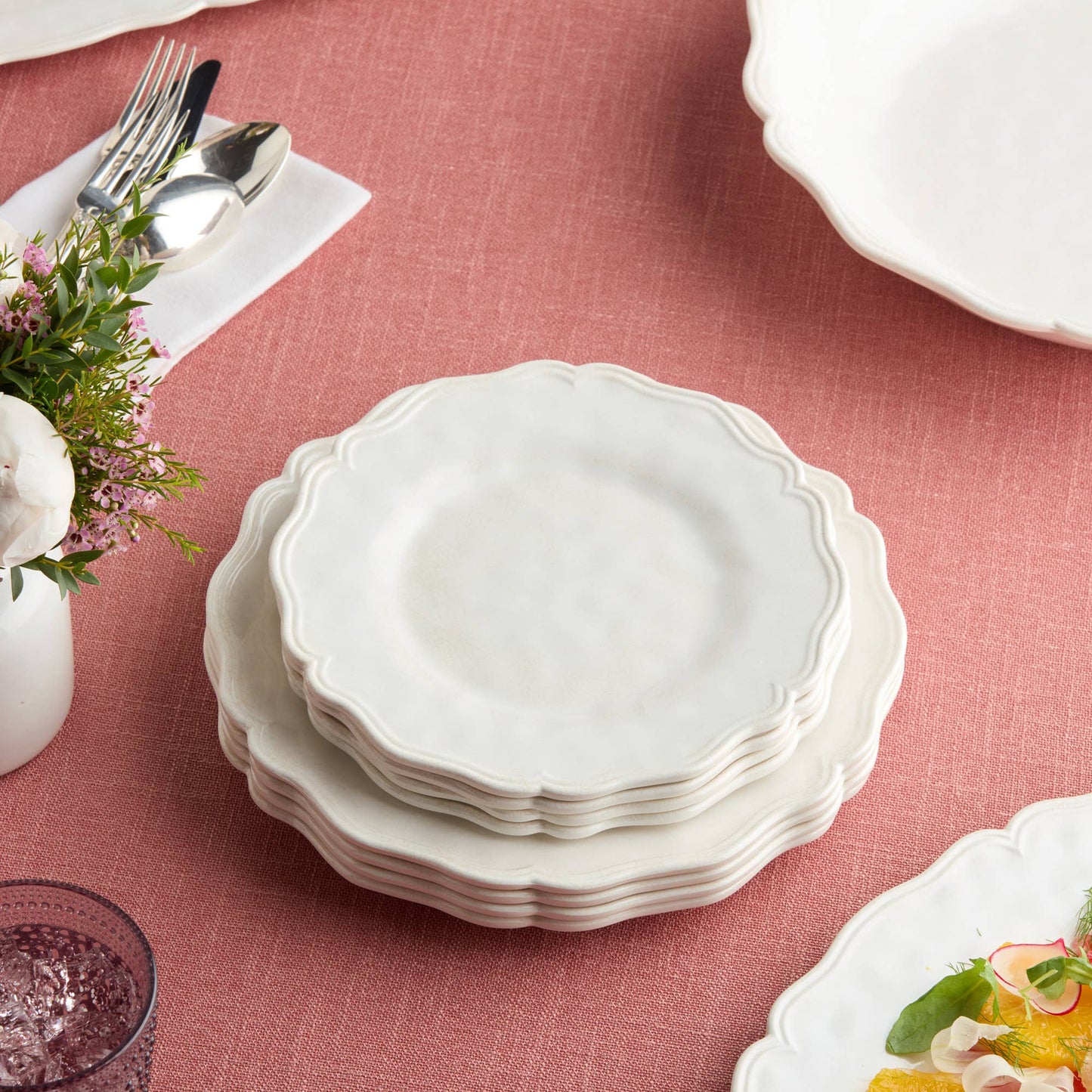 Isabella Cream Melamine Salad Plate - Set of 4