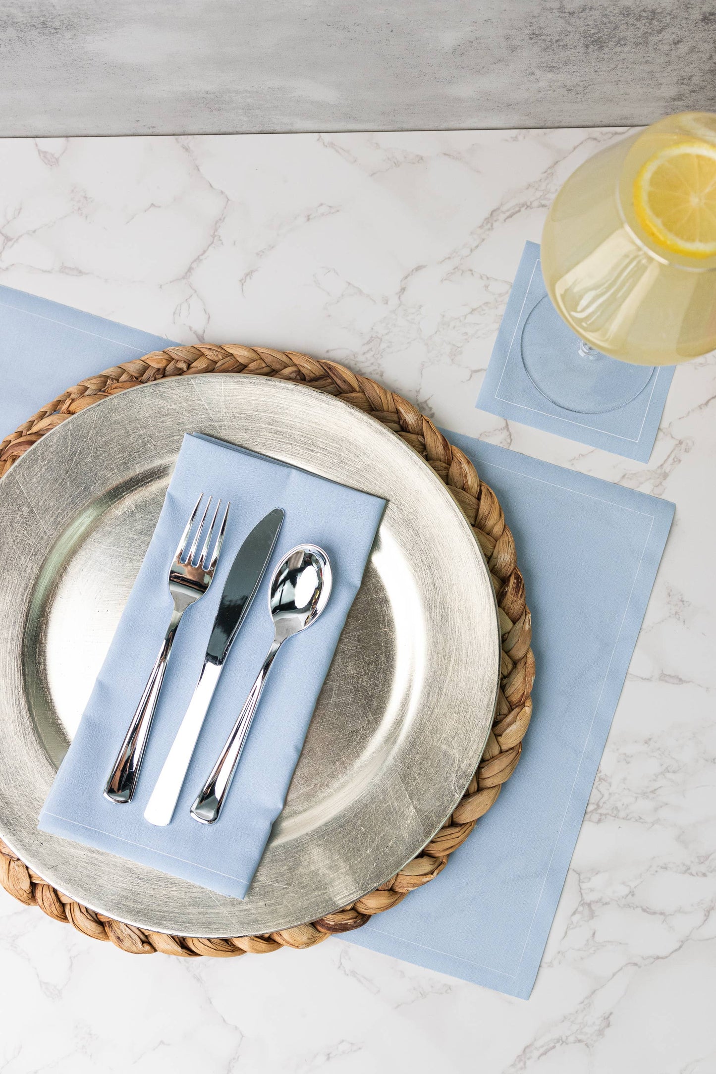 Light Blue Glass Slipper Luxury Roll of Disposable Cotton Cocktail Napkins