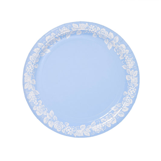 Wine Jasperware Inspired Dinner Paper Plates - Pack of 8: Blue