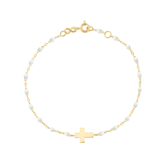 All Gold Cross Gigi Bracelet - 6.7" - White