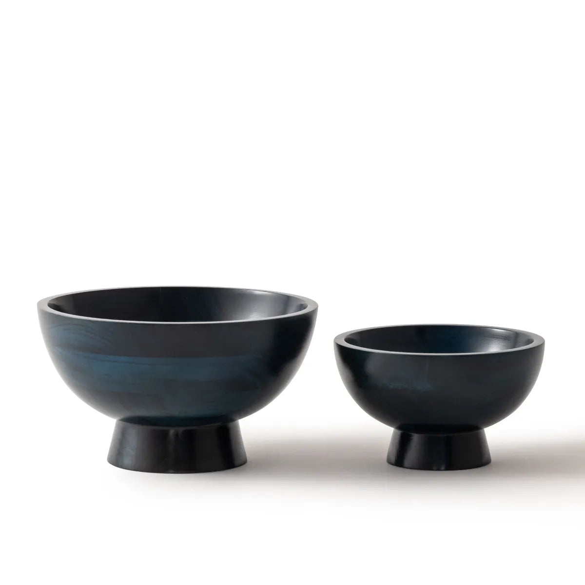 Stained Wood Serving Bowl - Blue - Small