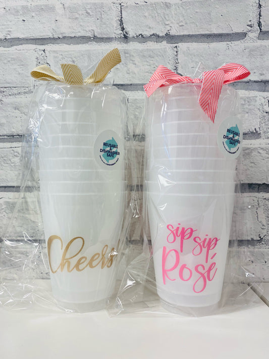 Cheers & Sip Sip Rose Re-Usable Cups - 10 Pack