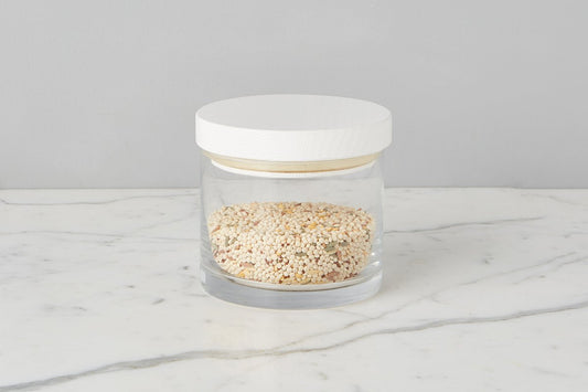 White Modern Wood Top Canister - Small