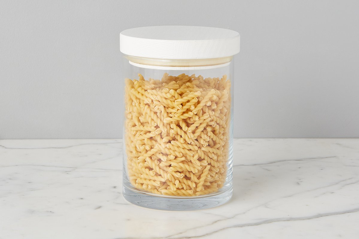 White Modern Wood Top Canister - Large