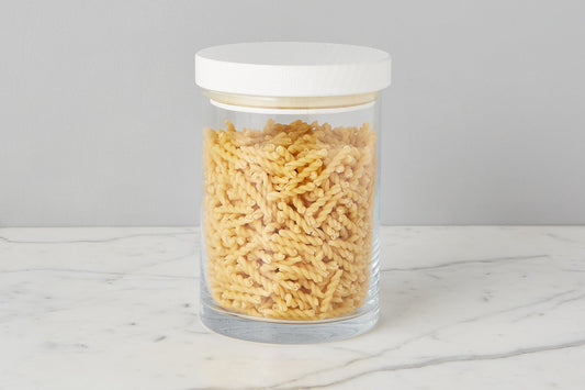 White Modern Wood Top Canister - Large