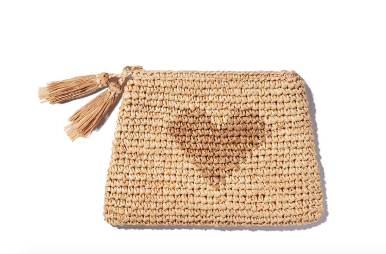 Heart Raffia Zip Pouch