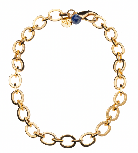 Chunky Link Chain with Lapis Bead
