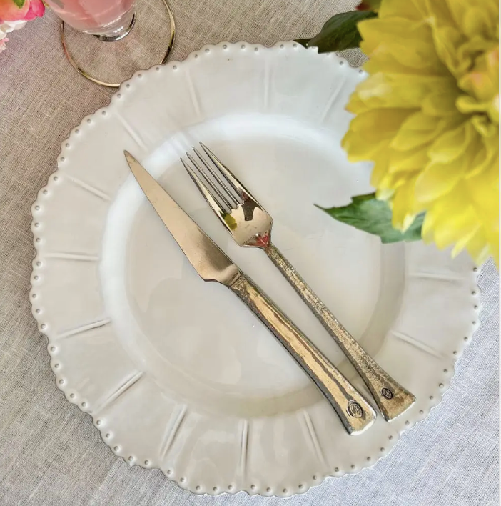 Bella Bianca Beaded Dinner Plate - Set of 4