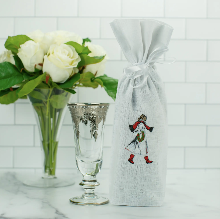 Wreath Girl Wine Bag