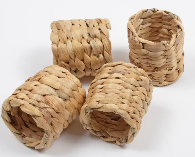 Water Hyacinth Woven Napkin Ring Set of 4
