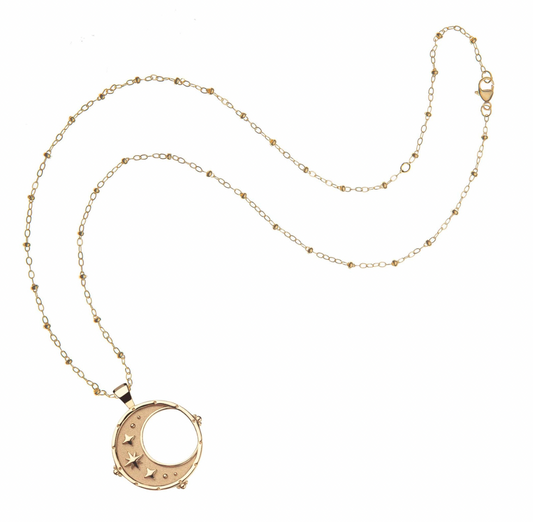 FOREVER JW Moon and Back Pendant Coin Necklace
