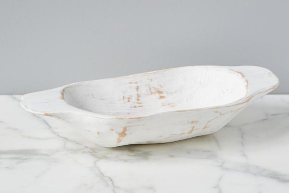 Distressed White Dough Bowl, Small